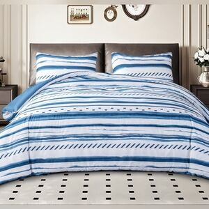 Queen/King Nautical Comforter Set w/1 Comforter & 2 Pillowcases,100% Cotton- New